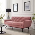 thumbnail image 2 of Tufted Loveseat Sofa, Velvet, Pink, Modern Contemporary Urban Design, Living Lounge Room Hotel Lobby Hospitality, 2 of 7