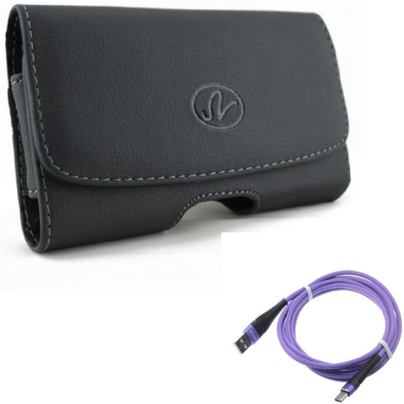 10ft USB-C Cable w Case Belt Clip for Samsung Galaxy S22 Plus,S21,S21 Plus,S21 S20 Plus,S20 Fan Edition,Fan FE 5G - Purple Type-C Charger Cord, Leather Swivel Holster