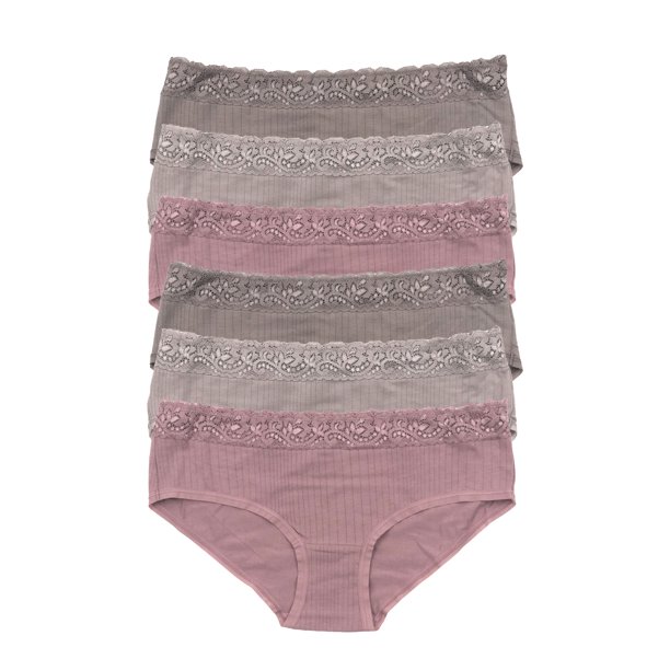Felina Felina Low Rise Lace Hipster Panties 6 Pack (Misty Mauves