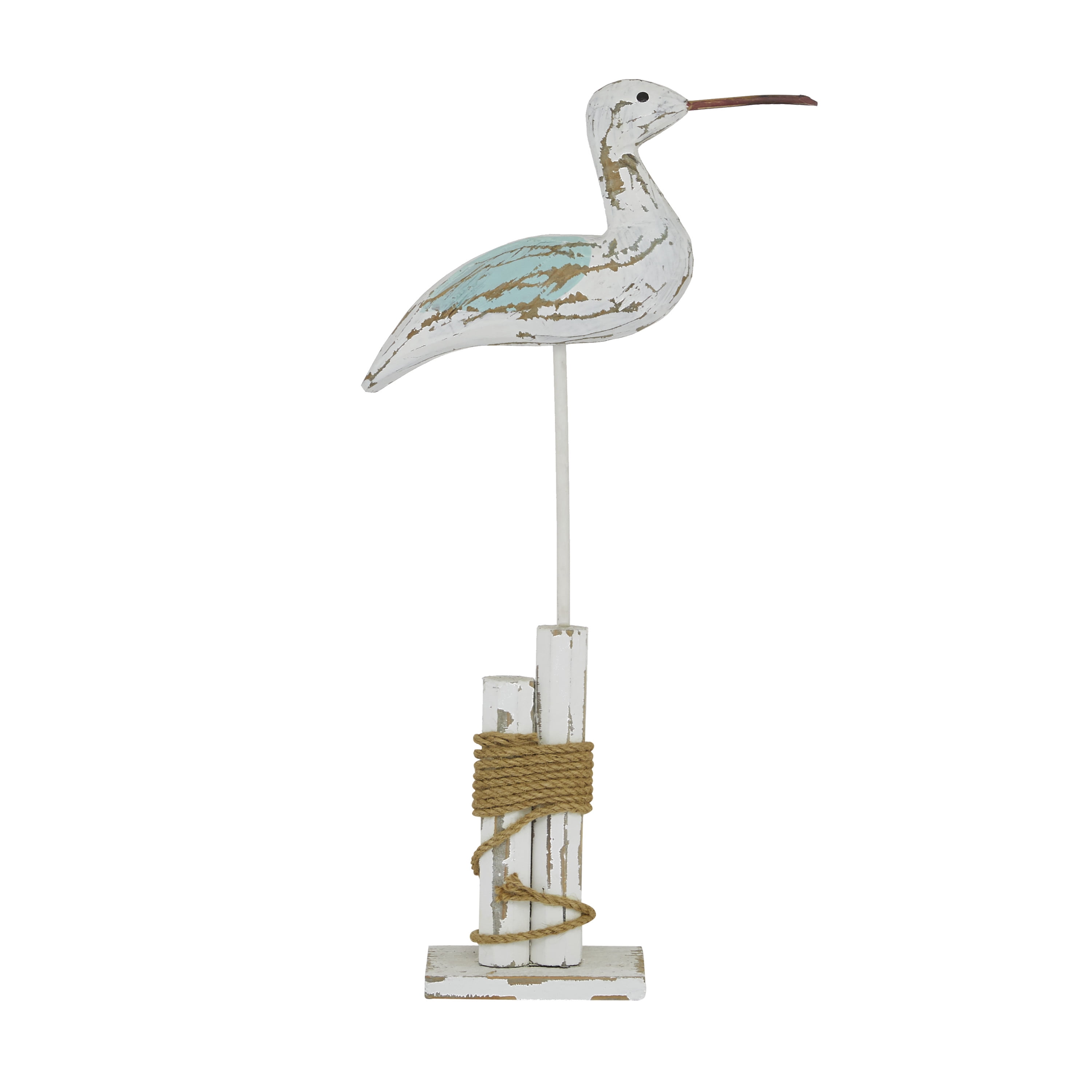12" x 21" White Wood Bird Sculpture, by DecMode