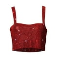 thumbnail image 5 of DuoJiaJ Women's New Sequin Women's Rhinestone Top Nightclub Metal Sheet Inlaid With Diamond Up Strap Strapless Sequin Vest Women’s Basic Tank Tops, 5 of 5