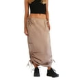 thumbnail image 2 of Liacowi Women Juniors Cargo Skirts Ruched Drawstring Hem Elastic Low Waist Straight Long Skirt Streetwear, 2 of 6