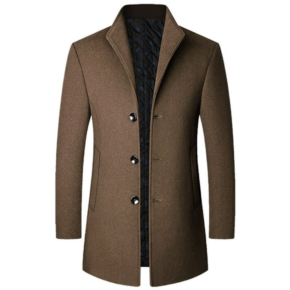 Fgnfyis Mens Coats Casual Lapel Woolen Blend Mid Length Overcoat Jacket for Men Mens Winter Jacket Coffee XXXL