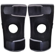 Fitness Maniac 2X Knee Brace Adjustable Black Wraparound Open Patella Support Neoprene Wrap (One Pair)