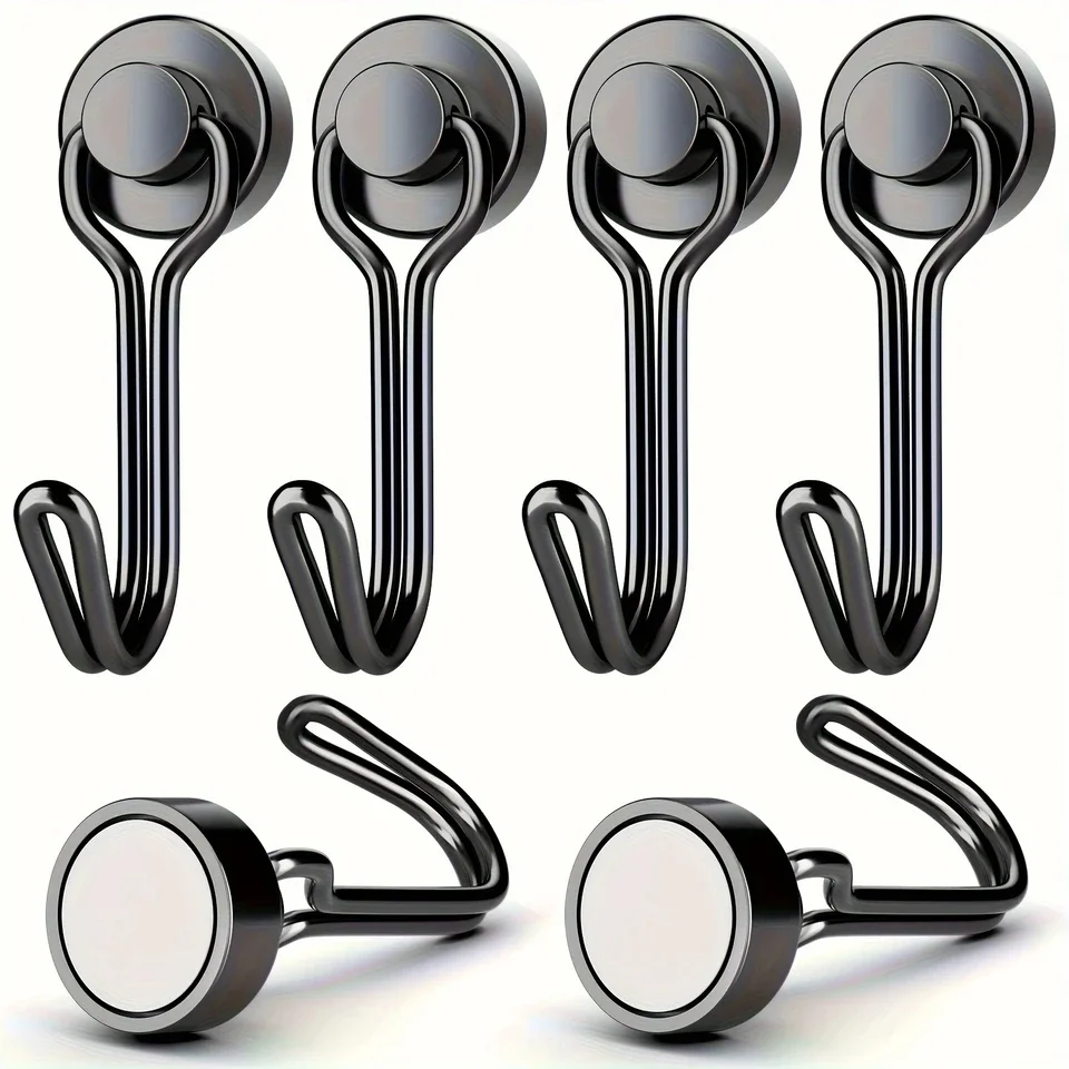 10pcs 10-30LBS Heavy Duty Neodymium Magnetic Hooks Extra Strong Rare Earth Hangers for Home Office Kitchen Garage Storage Solutions