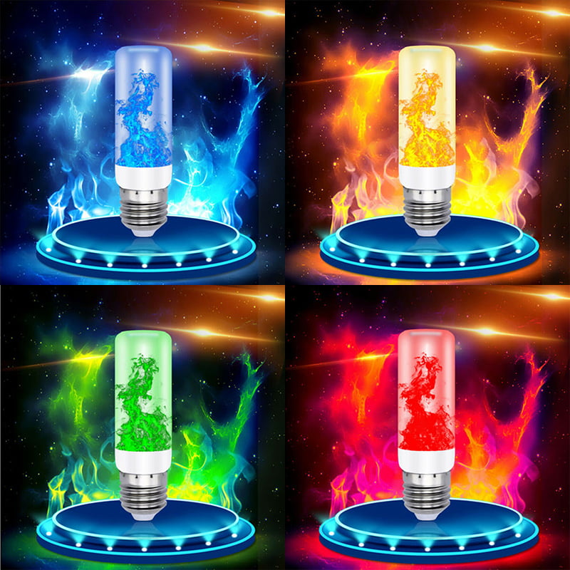 E27 LED Flicker Flame Light Bulb Simulated Burning Fire Effect Night Lamp Decors 