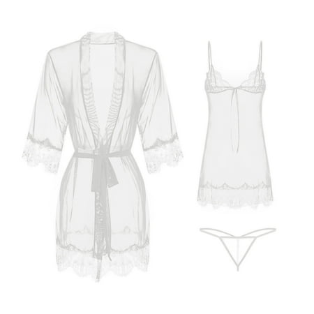 

Pajamas For Women Nightgown Lace Underwear Nightdress Lingerie 2 Piece Sleepwear Nightgowns For Women Satin Lace
