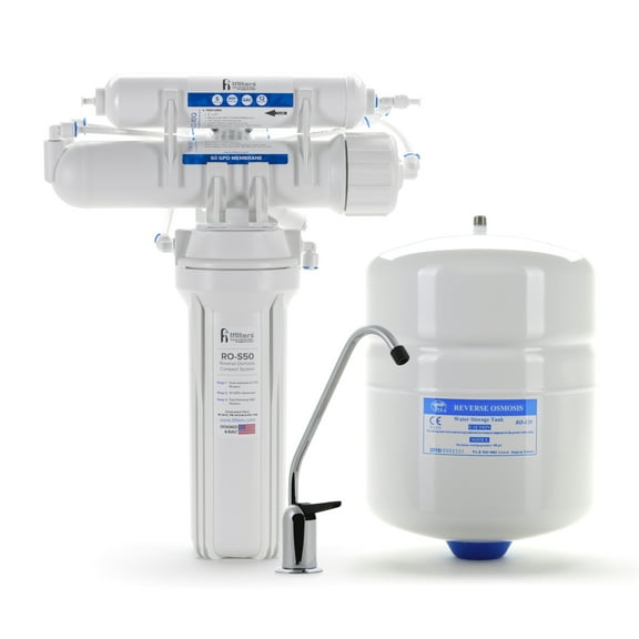 Reverse Osmosis System Compact Ultra 3 Stage 50 GPD Complete With Filters - Built in USA