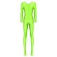 thumbnail image 6 of TiaoBug Womens Oil Shiny Bodystocking Long Sleeve Full Body Jumpsuit Gymnastic Workout Leotard Bodysuit Fluorescent Green M, 6 of 7
