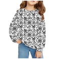 thumbnail image 1 of MIASHUI Chandail en Molleton pour Filles Hauts Imprimé Graphique Pulls Manches Longues Pull Décontracté, Blanc, 5-6 Ans, 1 of 5