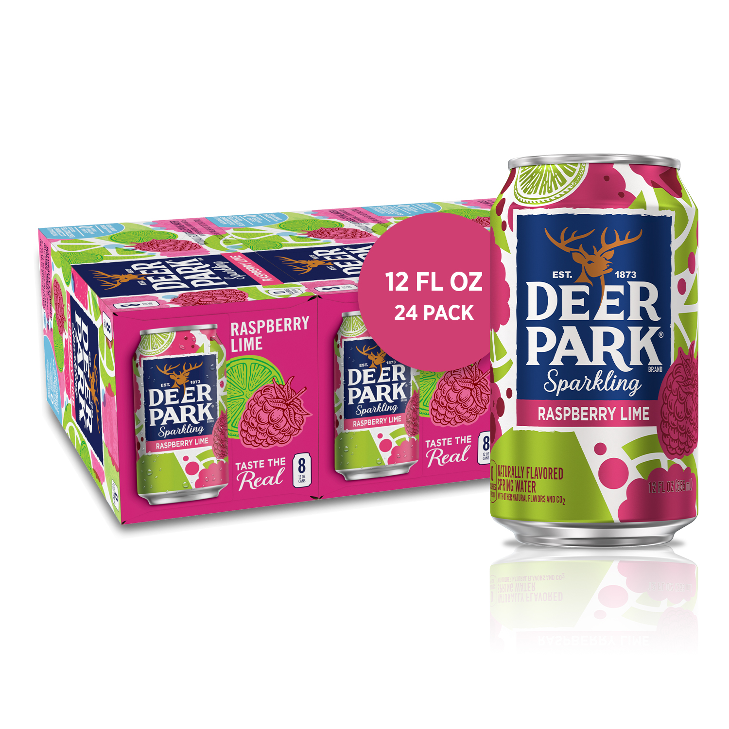 Deer Park Sparkling Water, Raspberry Lime , 12 oz. Cans (24 Count