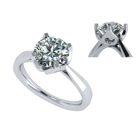 Heart on Prongs 2.00ct Engagement Ring W/ Simulated Diamond Pure Brilliance Zirconia Silver - Size 4