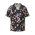 thumbnail image 4 of Uemuo Snake And Floral1 Pattern Cotton Linen Short Sleeve Shirts,Casual Lightweight Button Down Shirts,Vacation Beach Summer Tops-X-Large, 4 of 7