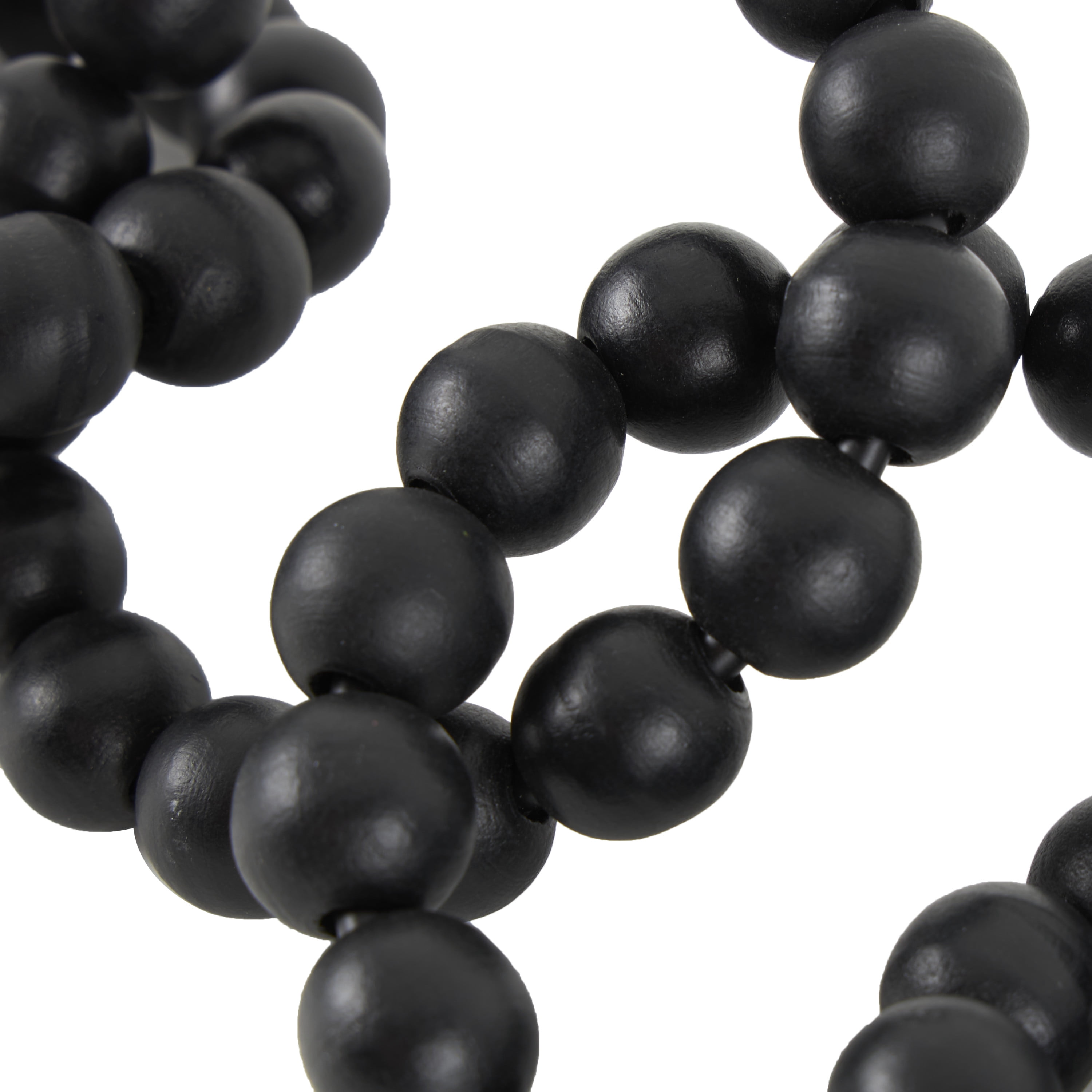 20" x 2" Black Wood Beaded 8 Link Chain Sculpture, by DecMode
