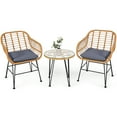 thumbnail image 4 of Costway 3PCS Patio Rattan Bistro Furniture Set Cushioned Chair Table Grey, 4 of 10