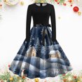 thumbnail image 2 of zaveiop Christmas Dresses for Woman Long Sleeve Christmas Plaid Womens Dresses Round Neck Knee Length Skirts Casual Cute Large Dress (Z2-Dark Blue, XXL), 2 of 3