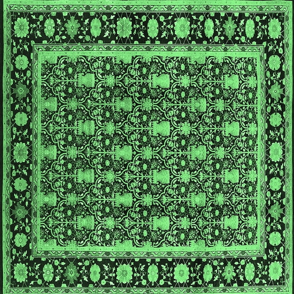 Ahgly Company Indoor Square Oriental Emerald Green Industrial Area Rugs, 4' Square