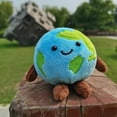 thumbnail image 4 of Plush Earth Globe Toy Soft Stuffed Planet Plushie with Smiling Face - Educational Gift for Kids and Adults, Cute Backpack or Desk Decor, 4 of 5