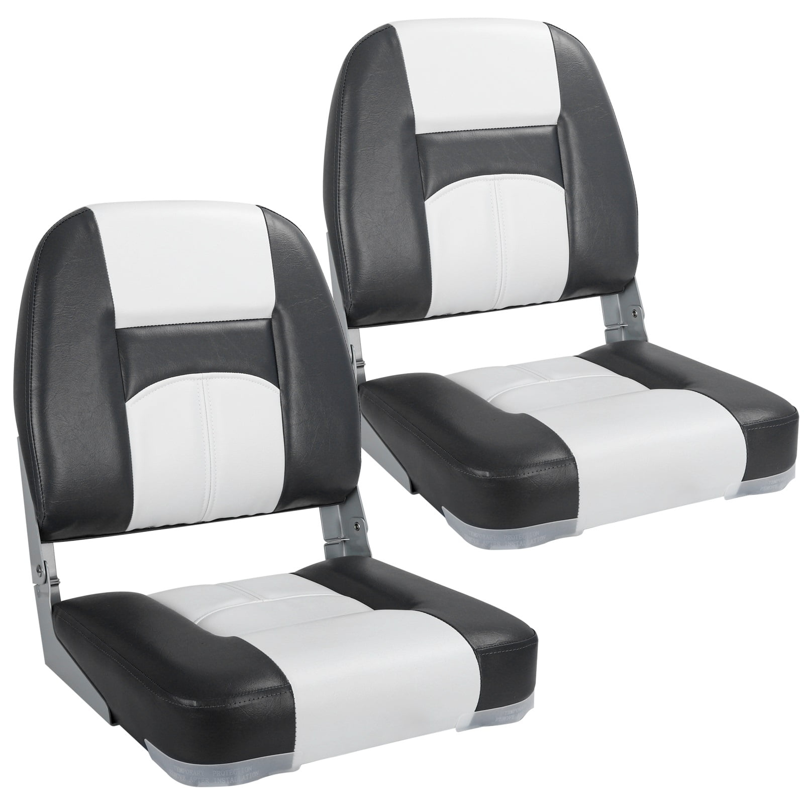 NORTHCAPTAIN Deluxe White/Charcoal Low Back Folding Boat Seat, 2 Seats