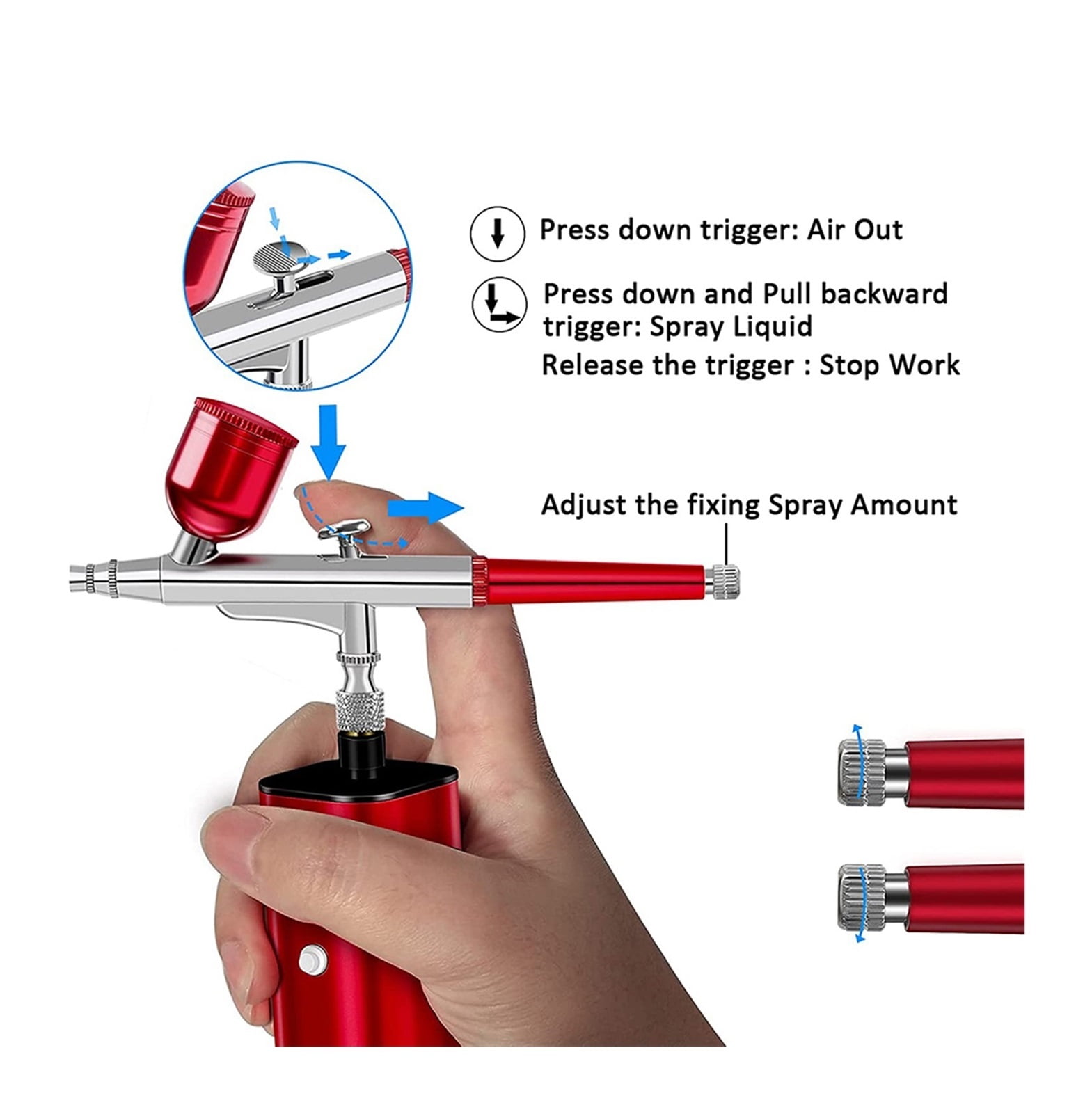 AC 131 Dual Action Red Airbrush Pen Spray Art Painting Tattoo Cake Makeup Beautifu Model Air Brush Gun ,Versatile applications
