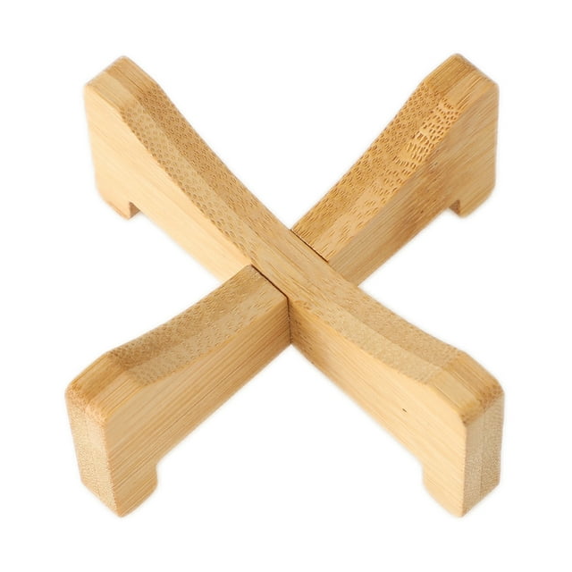 Plant Stand Bamboo Flower Pot Tray Cross Shaped Multifunction for Pet Home Kitchen 29x6cm