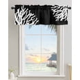 thumbnail image 2 of Rod Pocket Window Valances White Ocean Coral on Black Short Kitchen Curtains Abstract Marine Life Window Treatment Drapes for Bedroom Bathroom Living Room 42x18In,1 Panel, 2 of 7