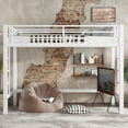 thumbnail image 2 of Leumius Loft Bed Twin XL Size,Heavy Duty Metal Bed Frame with Easy Climbing Ladder and Guardrails,White, 2 of 9