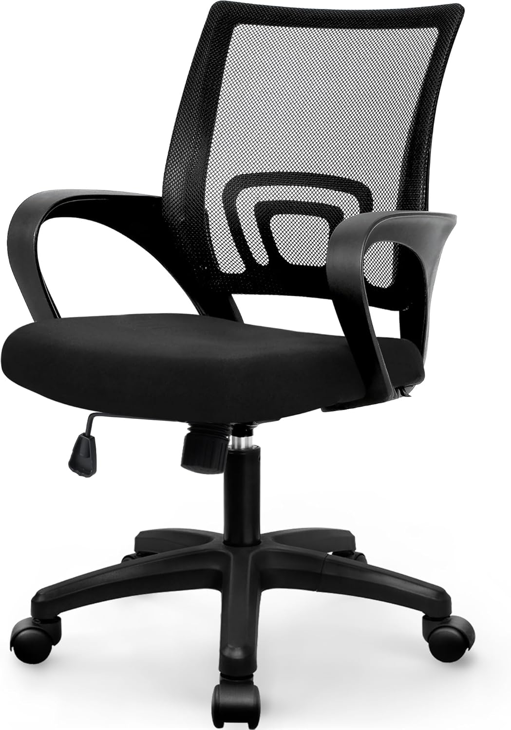 NEO CHAIR Office Computer Chair Mid Back Desk Ergonomic Mesh Gaming Seat Comfy Lumbar Support Rolling Wheels Adjustable Height Swivel for Home Task (All Black)