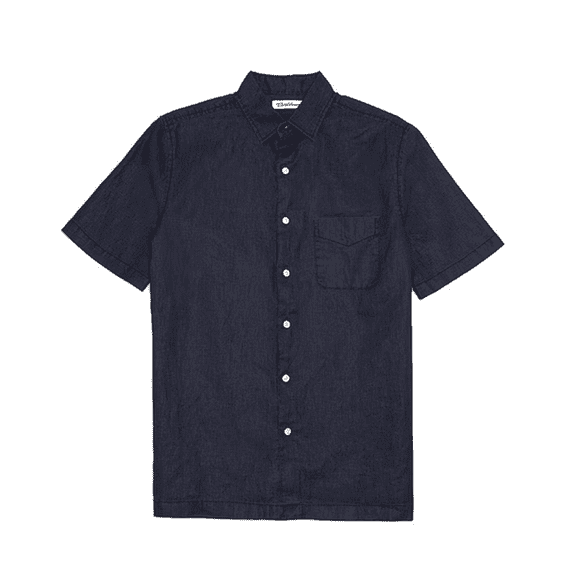 Caribbean Short Sleeve Solid Linen Woven Shirt, Dark Navy, 3XT