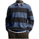 thumbnail image 2 of Ceisia Men's Contrast Wide-Stripe Polo Shirt | Stretchy Relaxed Long-Sleeve Casual Top Gift, 2 of 5