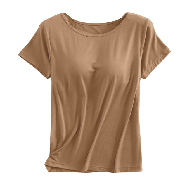 Débardeurs pour Femmes & T-Shirt à Manches Courtes avec Coussinet de Poitrine Soutien-Gorge Semi-Manches Pyjama