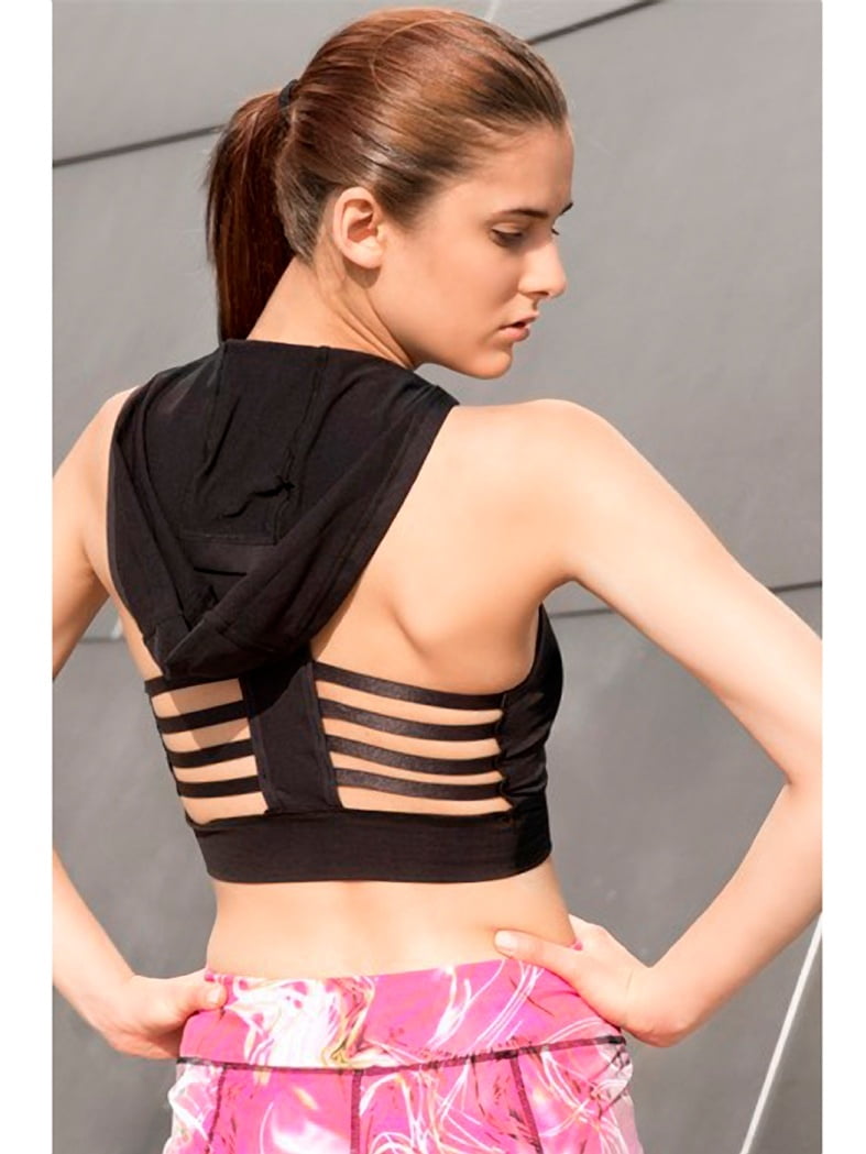 Seamless Performance Style Sports Bra With Hoodie