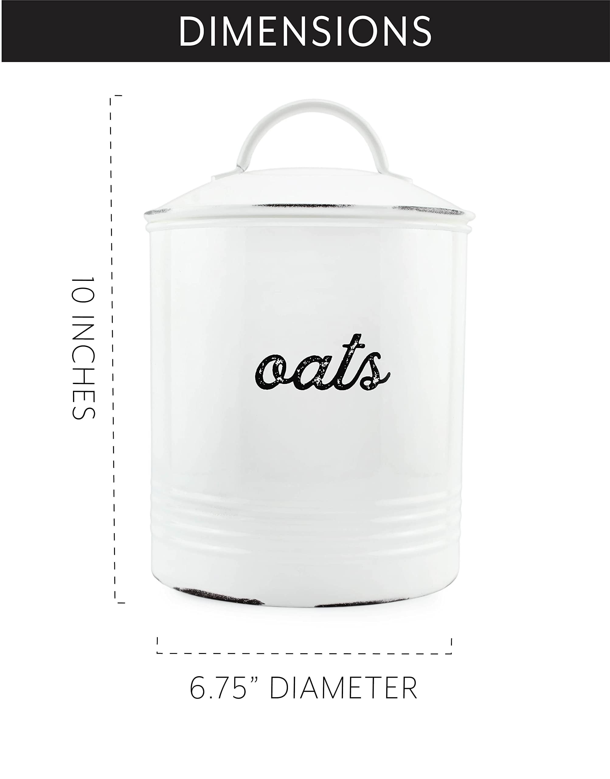 AuldHome Enamelware Protein Powder Canister (Black); Modern Farmhouse Style Storage for Kitchen