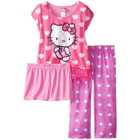 Hello Kitty Nightgown - Hello Kitty Big Girls' All Over Hearts 3-Piece Pajama Set