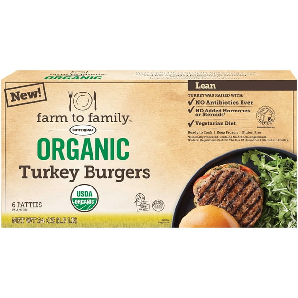 Farm To Family Butterball Lean Organic Turkey Burgers 6 Ct Box Walmart Com Walmart Com