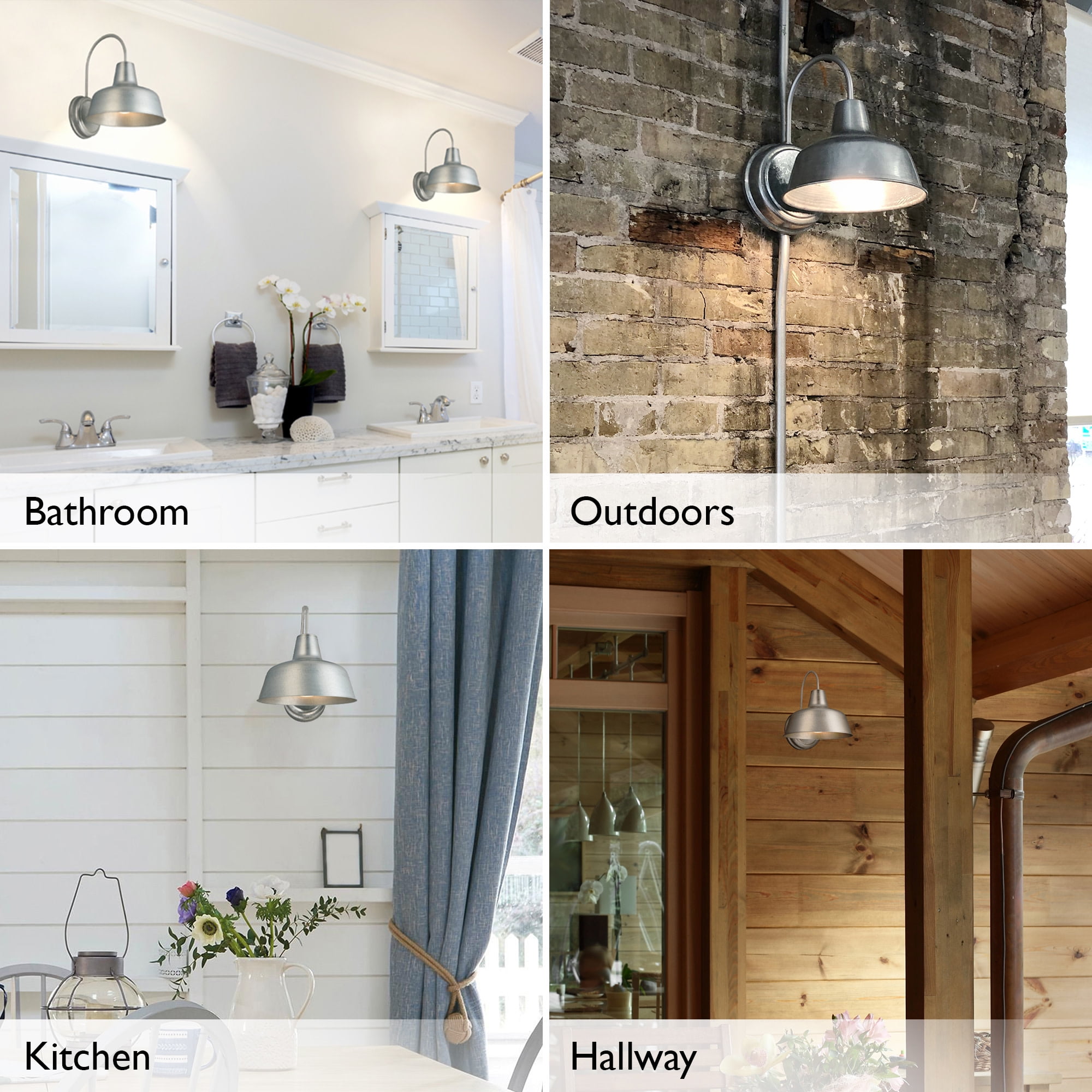 Design House Mason Barn Light Indoor/Outdoor Wall Mount Modern Industrial Farmhouse Wall Light 10-inch, Galvanized Paint