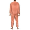 thumbnail image 5 of Bingfone Men'S Pajama Set 2 Piece Loungewear Pjs, Long Sleeve With Pajama Pants-Orange Gingham, 5 of 9