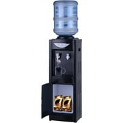 Water Cooler Dispenser, Hot&Cool Top Loading Water Dispenser 5 Gallons Water Coolers with Child Safety Lock Removable Drip Tray & Storage Cabinet(Black)