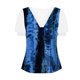 thumbnail image 2 of Gibobby Playeras Mujer Camisetas Cuello V Top manga corta con cuello en V encaje informal con estampado moda para mujer(Azul oscuro,G), 2 of 4
