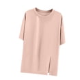 thumbnail image 2 of Fiudx Camisas de Mujer Camiseta Holgada de Manga Corta con Cuello Redondo de Color Sólido para Mujer Top/Camisa de Cuello Redondo de Manga Corta, 2 of 6