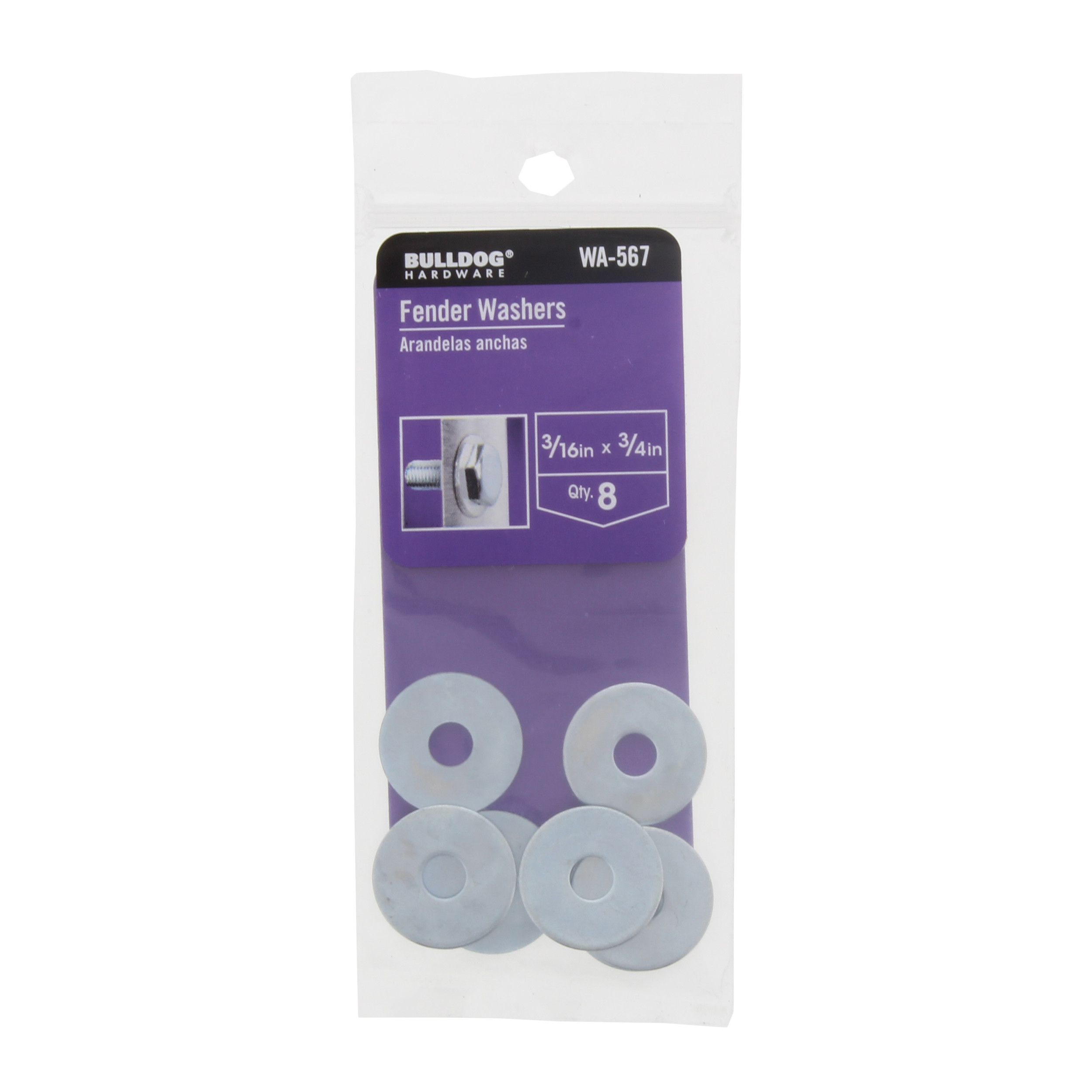 Bulldog Hardware 3/16 in. x 3/4 in. Fender Washer, Zinc Plated Steel (8 Pack)