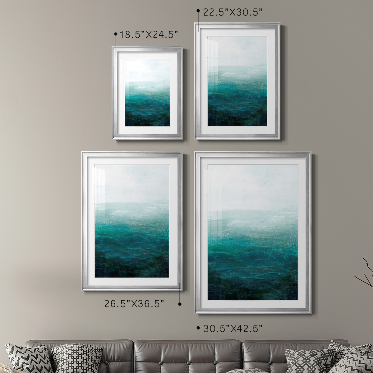 Wexford Home Drifting Sea I Premium Framed Print, 26.5" x 36.5" - Ready to Hang, Silver (Set of 2)