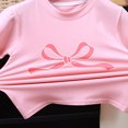 thumbnail image 6 of piuwrlz Kid Short Tops for Girls Short T-Shirts Sleeve Printed Bow-knot Round Neck Blouses T Shirt Top Pink Size 110, 6 of 8