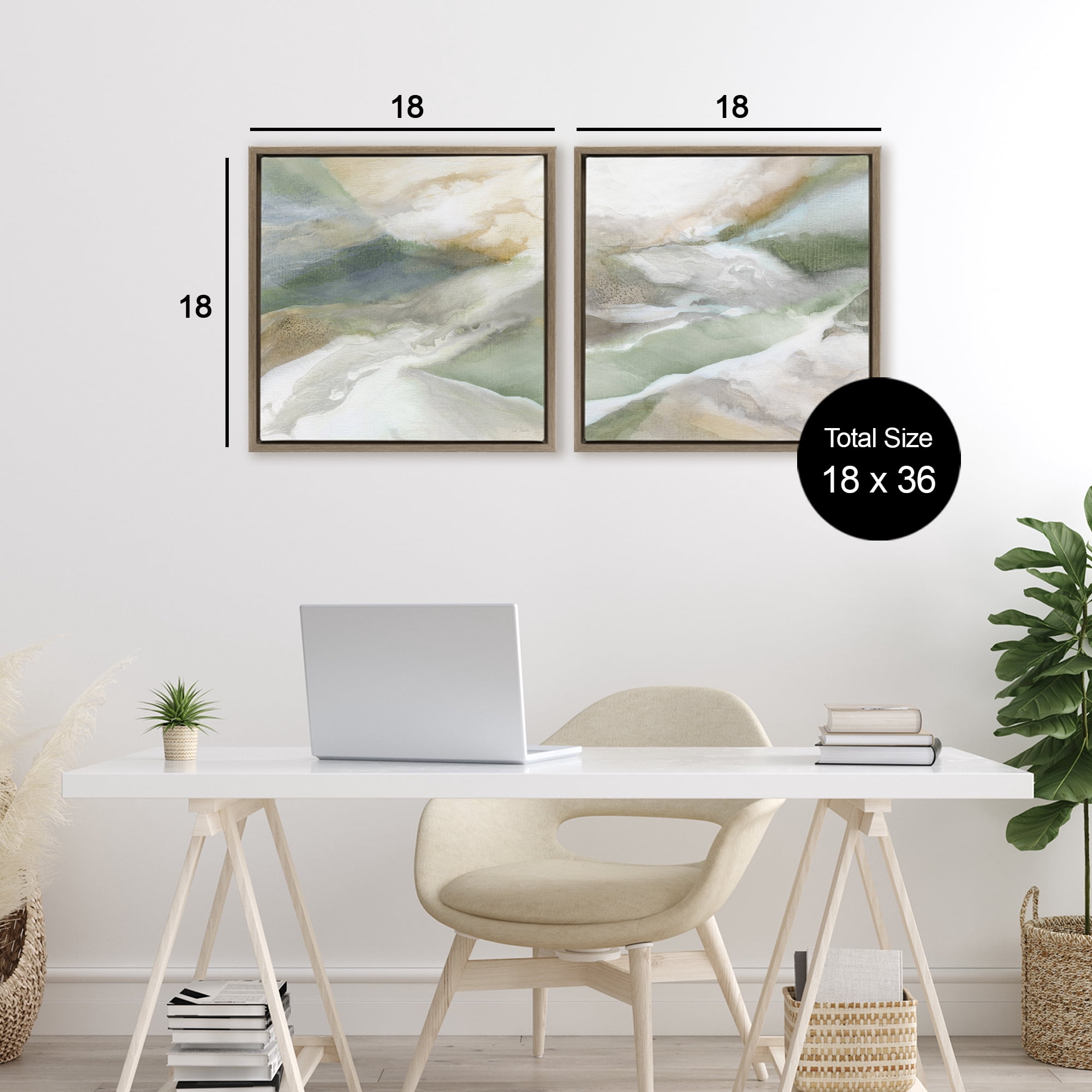 Stupell Industries Serene Misty Valley Abstraction 2 Piece Brown Framed Floater Canvas Set, design by Carol Robinson