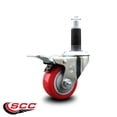 thumbnail image 2 of 3 Inch Red Poly Swivel 1-1/8 Inch Expanding Stem Caster Total Lock Brake SCC, 2 of 2