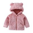thumbnail image 3 of JUMEYU Toddler Girls Fleece Coat Baby Girls Fuzzy Plush Hooded Jacket Sherpa Zip-Up Front Toddler Coat 3T 4T (Pink,3-4 Years), 3 of 5