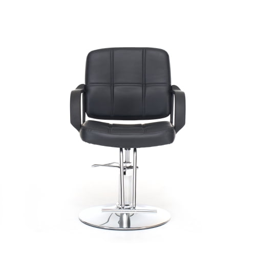 Barber Chair for Hair Stylist, 360° Swivel Salon Styling Chair with Heavy Duty Hydraulic Pump, Adjustable Height, 350 lbs Capacity, Black PU Leather