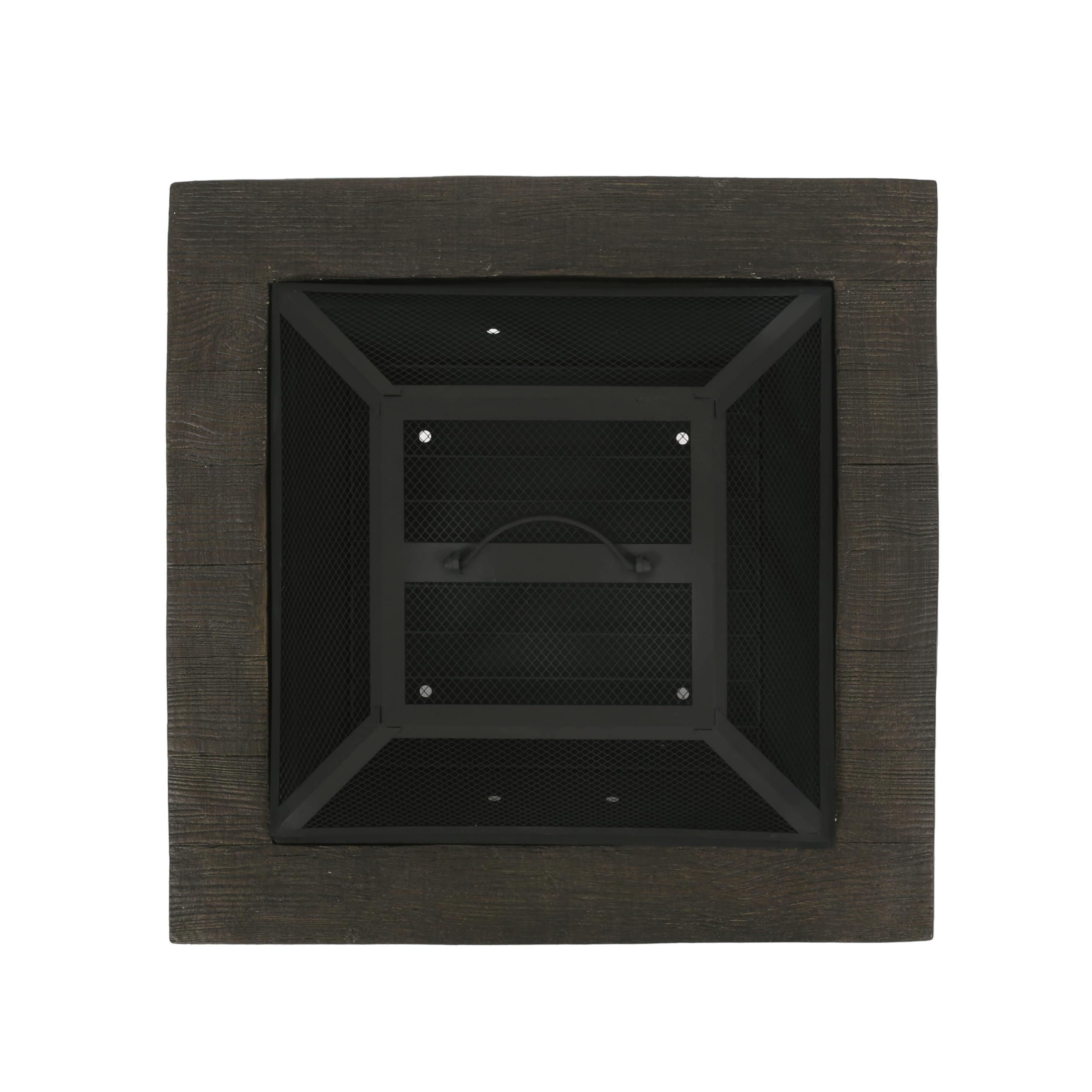 29 in. Gray Square Wood Burning Fire Pit with a Mesh Screen Cover, Lightweight Concrete Patio Garden Fire Pit for Family Gathering