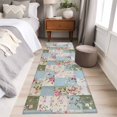 thumbnail image 4 of 2'x6' Rug Runners for Hallways Kitchen, Vintage Botanical Non Slip Entryway Beside Floor Carpet Runner, Blue Green Pink Floral Retro Washable Laundry Room Bedroom Throw Rugs Mat for Family Pet, 4 of 8
