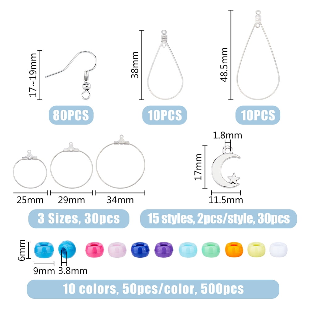 DIY Earring Making Kits Including Brass Earring Hooks Alloy & 304 Stainless Steel Wire Pendants Plastic Barrel Beads Pliers
